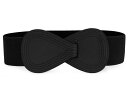 uxcell ウエストベルト 幅広 ゴムベルト 太ベルト インターロック 8字型 フェイクレザー レディース ブラック Waist Size:37