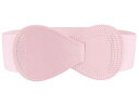 uxcell ウエストベルト 幅広 ゴムベルト 太ベルト インターロック 8字型 フェイクレザー レディース ライトピンク Waist Size:31