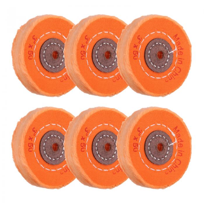 uxcell 3" 綿 バフ ホイール 研磨 グラインダー ツール用 5/16 " アーバー ホール イエロー 6 個