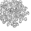 uxcell 100個 13 x 18 mm ティアドロップ型アクリル製裏面付きラインストーンビーズ ジュ エリー作り 衣装 クリ スタル装飾 クラフト用 ホワ...