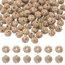 uxcell 105個10mm ラインストーンクレイビーズ ジュ エリーメイキング用クレイディスコボールビーズ 黒色スパークルラインストーンスペーサービーズ ブレスレットネックレスイヤリングクラフトDIYデコレーション イエロー