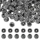 uxcell 105個10mm ラインストーンクレイビーズ ジュ エリーメイキング用クレイディスコボールビーズ 黒色に白 スパークルラインストーンスペーサービーズ ブレスレットネックレスイヤリングクラフトDIYデコレーション