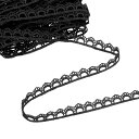 uxcell 黒フラワーレーストリムリボン 0.35"x5ヤード ポリエステル刺繍クロシェレーストリム生地 裁縫 ウェディングデコレーション ヘッドバンド DIYクラフト作り用
