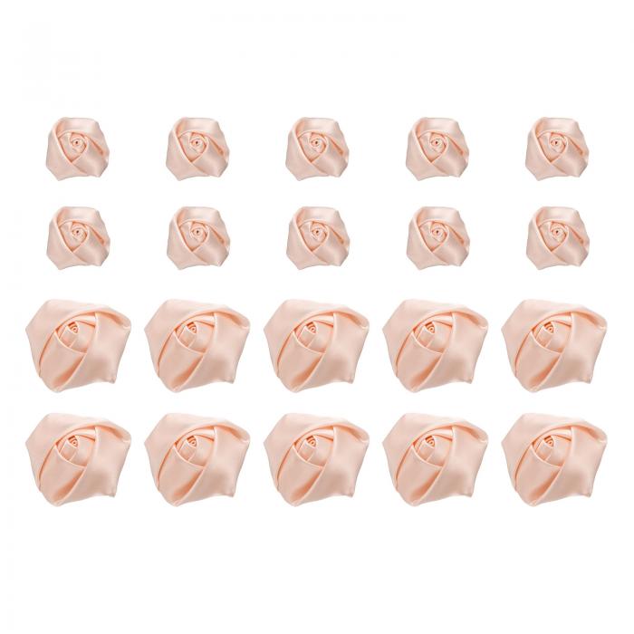 uxcell 20個2サイズ サテンリボンバラ2.5cm/5cmリボンフラワーローズ人工生地花DIYクラフトアクセサリー製造包装ウェディングギフト装飾（ライト オレンジ）