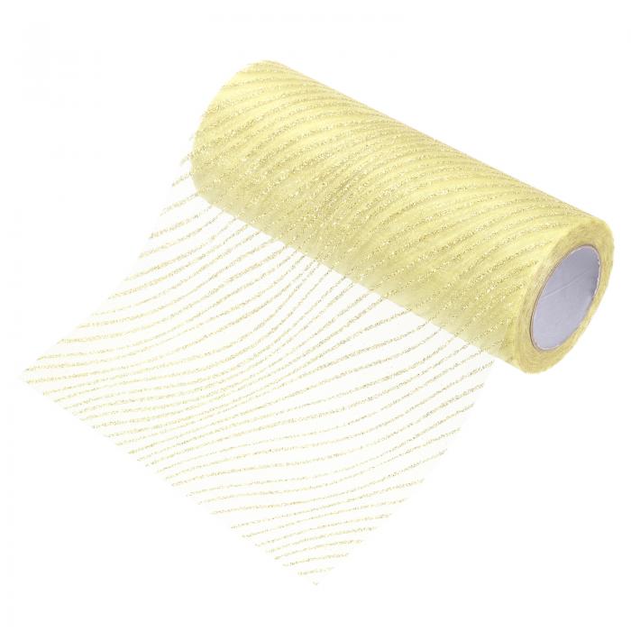 uxcell グリッターメッシュリボン 6" x 10ヤード シアーグリッターヤーンリボン ナイロン装飾用メタリ..