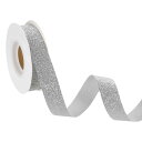 uxcell 3/4"x10ヤード スパークル リボン リースクラフト カットエッジリボン ボウメイキング用 輝くファ ブリックリボン ギフトラッピング 祭りや結婚式 パーティー装飾 シルバー