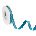 uxcell 3/8"x10ヤード スパークル リボン リースクラフト カットエッジリボン ボウメイキング用 輝くファ ブリックリボン ギフトラッピング 祭りや結婚式 パーティー装飾用 ターコイズ色
