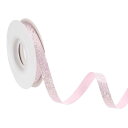 uxcell 3/8" x 10ヤード スパークル リボン リースクラフト カットエッジリボン ボウメイキング用 輝くファ ブリックリボン ギフトラッピング 祭りや結婚式 パーティー装飾 ピンク
