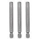 uxcell 3個 H6.0 六角ヘッドドリルビットレンチ 6mm メトリックフラット先端 1/4" 六角シャンク 75mm (3") 長さ 磁気六角スクリュードライバーソケット インダストリアルスクリュードライバーパワービット