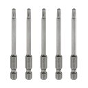 uxcell 5個TT20セキュリティトルクスヘッドスクリュードライバービット3"(75mm)長1/4"六角シャンク磁気タンパープルーフ6ポイン トスタースクリュードライバードリルビットS2鋼穴先工業用電動工具