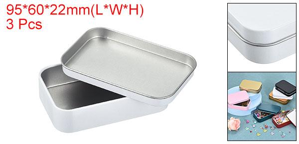 uxcell 3個入り メタル ティンボックスコンテナ 3.7x2.4x0.9" 長方形 空 ボックスホームオーガナイザーミニポータブル収納容器 キャンディドロー イングピンクラフト用 蓋付き ホワイト