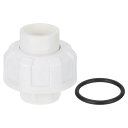 uxcell PVCユニオンパイプ継手、1個 1/2インチPVCスリップユニオンカップリングアダプター、Oリング付き、水泳プールや屋外の配管アプリケーション用のスリップソケットポート接続(ホワイト)
