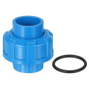 uxcell PVCユニオンパイプ継手、1個 3/4インチ PVCスリップユニオンカップリングアダプター、Oリング付き、水泳プールや屋外の配管用途に適したスリップソケットポート接続(ブルー)