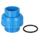 uxcell PVCユニオンパイプ継手、1個1インチPVCスリップユニオンカップリングアダプター、Oリング付き、水泳プールや屋外の配管アプリケーション用のスリップソケットポート接続(ブルー)
