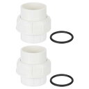 uxcell PVCユニオンパイプ継手、Oリング付き2個入り1-1/2インチPVCスリップユニオンカップリングアダプター、スリップソケットポート接続、水泳プールおよび屋外の配管アプリケーション用(ホワイト)