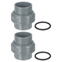 uxcell PVCユニオンパイプ継手、Oリング付き2個入り1-1/2インチPVCスリップユニオンカップリングアダプター、スリップソケットポート接続、水泳プールおよび屋外の配管アプリケーション用(グレー)