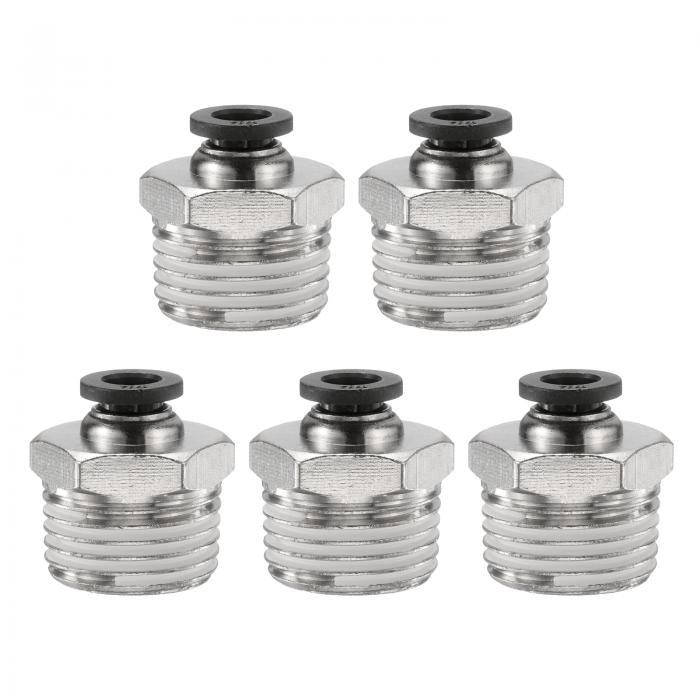 uxcell 1/4" チューブ OD x 1/2" N スレッド メール ストレート ユニオン フィッティング 5 個セット ..