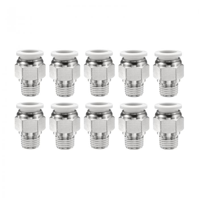 uxcell 10個 プッシュ・トゥ・コネクト・フィッティング 1/2" チューブ OD x 1/4" N スレッド メール ..
