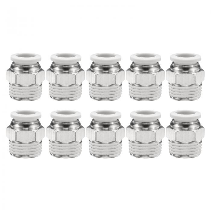 uxcell 10個 プッシュ・トゥ・コネクト・フィッティング 1/2" チューブ外径 x 1/2" N スレッド メール ..