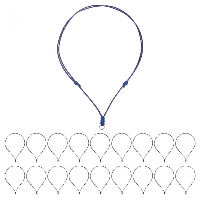 uxcell 30個の調整可能なネックレスコード1.5mm厚18-30インチ手作りクラフトロープ、ペンダントDIY用のメタルリング付き、ブルー