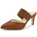 Allegra K ミュール サンダル かかとなし 前ふさがり ポインテッドトゥ 弾性 ハイヒール レディース ブラウン 24.0cm(4)