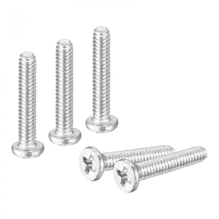 uxcell M1.4-0.3 x 8mm 20個 フラットラウンドヘッドスクリュー 304ステンレ ...