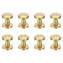 uxcell 真鍮製シカゴスクリュー8個 12mm 高さ フラットヘッドスクリュー バインディングリベット ポストネイルスタッドファスナー レザークラフトベルト...