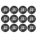 uxcell 12個の樹脂製ボタン、15mm 5/8インチ 4つの穴の丸いボタン、コート、メンズスーツ、衣類、黒