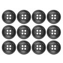 uxcell 12個の樹脂製ボタン、直径18mm 11/16インチ 4つの穴の丸いボタン、コート、メンズスーツ、衣類、黒