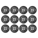 uxcell 12個の樹脂製ボタン、20mm 3/4インチ 4つの穴の丸いボタン、コート、メンズスーツ、衣類、黒