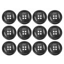 uxcell 12個の樹脂製ボタン、23 mm 7/8インチ 4つの穴の丸いボタン、コート、メンズスーツ、衣類、黒