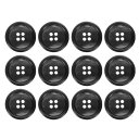 uxcell 12個の樹脂製ボタン、25mm 1インチ 4つの穴の丸いボタン、コート、紳士服、衣類、黒