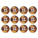 uxcell 12個の樹脂製ボタン、15mm 5/8インチ 4つの穴の丸いボタン、コート、メンズスーツ、衣類、ガーメント、コーヒーブ ラウン