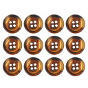 uxcell 12個の樹脂製ボタン、直径18mm 11/16インチ、4つの穴付き丸型ボタン、コート、メンズスーツ、衣類、ガーメント、コーヒーブ ラウン