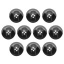 uxcell 10個の樹脂製ボタン、直径28mm 4つの穴の丸い模様のフラットバックボタン、コート、スーツ、衣類、ガーメント&DIYクラフト用、2#黒模様