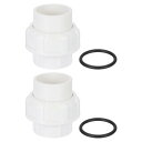 uxcell PVCユニオンパイプ継手、Oリング付き2個1-1/4インチPVCスリップユニオンカップリングアダプター、スリップソケットポート接続、水泳プールや屋外の配管アプリケーション用(ホワイト)
