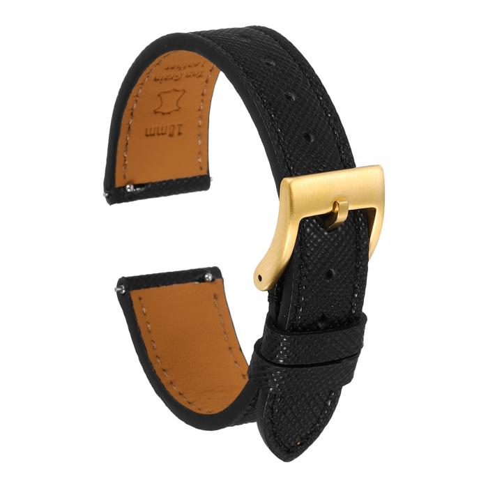 uxcell 本物のレザーウォッチバンド 18mm クイックリリース交換用ウォッチストラップ ステンレススチー..