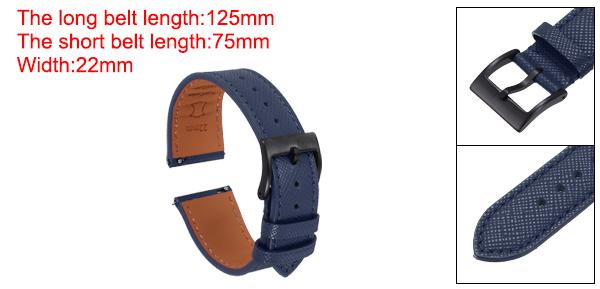 uxcell 本物のレザーウォッチバンド 22mm クイックリリース交換用ウォッチストラップ ステンレススチール黒バックル付き 男性 女性用 ディープブルー