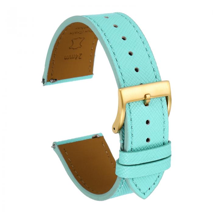 uxcell 本物のレザーウォッチバンド 24mm クイックリリース交換用ウォッチストラップ ステンレススチー..