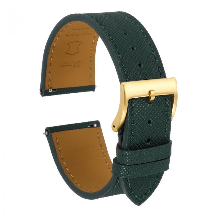 uxcell 本物のレザーウォッチバンド24mmクイックリリース交換用ウォッチストラップ、ステンレススチー..