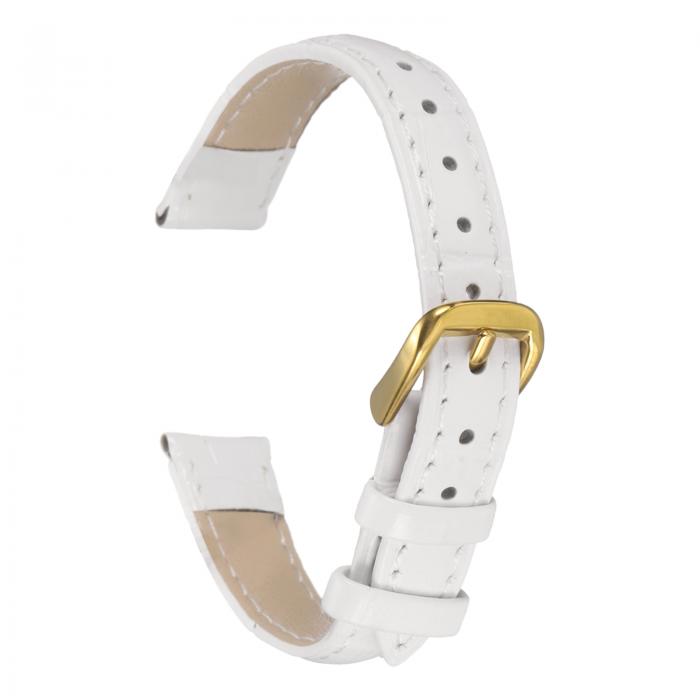 uxcell 12mmエンボスパターン牛革時計バンド、スプリングバー付きの男性と女性用交換用ホワイトゴー ルド時計バンド