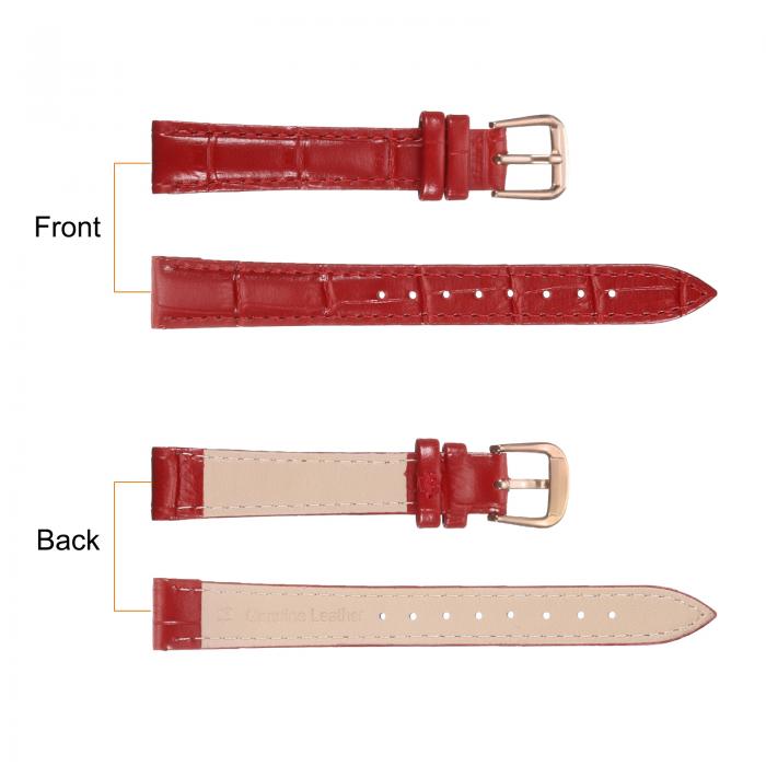 uxcell 14mmエンボスパターン牛革時計バンド、スプリングバー付きの男性と女性用交換用レッドローズゴー ルド