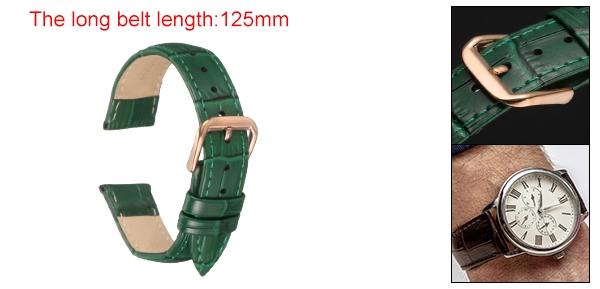 uxcell 16mmエンボス加工牛革時計バンド、スプリングバー付きの男性と女性用交換用ウォッチストラップ、緑ローズゴー ルド