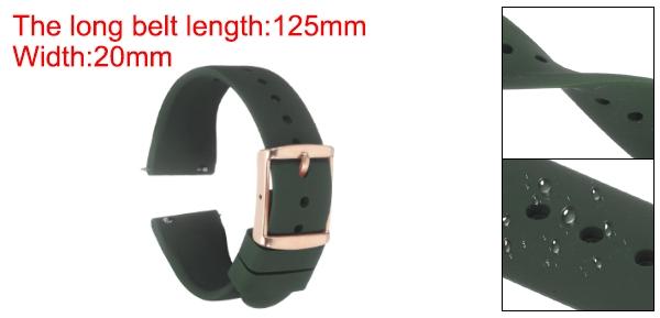 uxcell 20mmのシリコンウォッチバンド、クイックリリース、柔らかいラバー製交換用ウォッチストラップ、ステンレススチールのローズゴー ルドクラ スプ、男性用女性用、ディープグリ ーン