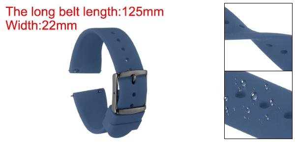 uxcell 22mmのシリコンウォッチバンド、クイックリリース、ステンレススチールの黒クラ スプ付き、男性用女性用、ダークブルー