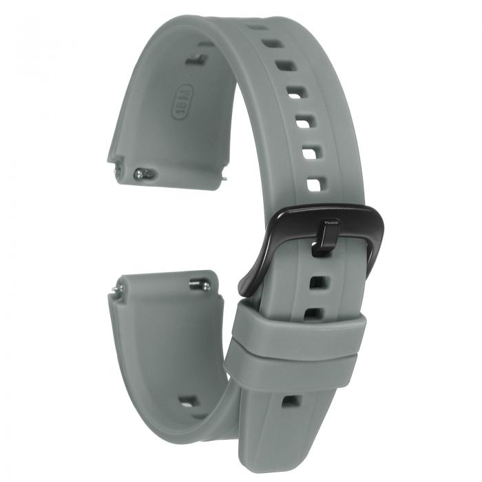 uxcell 18mmのシリコンウォッチバンド、クイックリリース、柔軟で柔らかいラバー製交換用ウォッチストラップ、ステンレススチールの黒クラ スプ付き、男性用女性用、ディープグレー