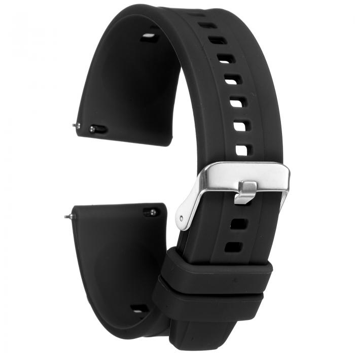 uxcell 22mmのシリコンウォッチバンド、クイックリリース、柔軟で柔らかいラバー製交換用ウォッチストラップ、ステンレススチールクラ スプ付き、男性用女性用、黒