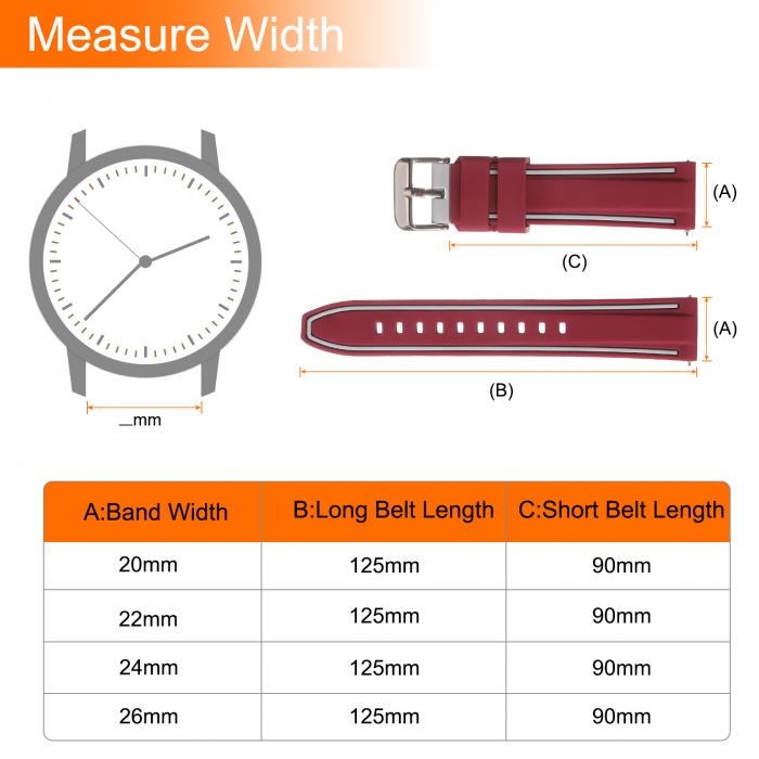 uxcell 20mm幅のシリコンウォッチバンド、シルバートーンのバックル付き、男性用女性用に適した柔らかいクイックリリースラバーウォッチバンド、フクシアグレー