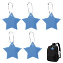 CAPASTEC 反射 キーホルダー リフレクター キーリング 星型 反射板 交通安全 安全グッズ 通学 通勤 散歩 夜間 事故防止 青 5個入り