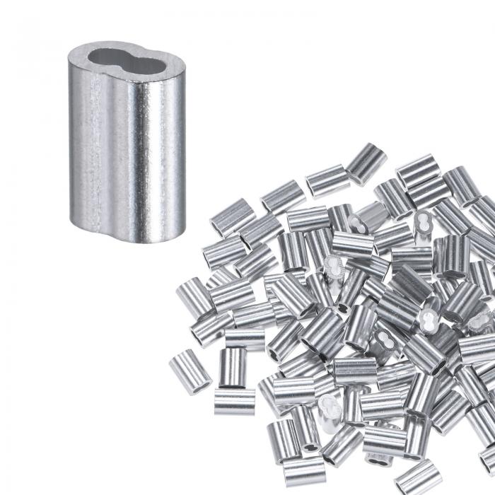 M METERXITY 200個パック アルミ圧着ループスリーブ 1.5mm 1/16" ダブルラウンドバケットワイヤーロー..